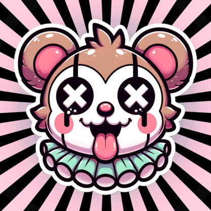 Creepy Cute Weird Quokka Clown Vinyl Sticker Weirdcore Clowncore Pastel Grunge Goth Clown Animal Waterproof Sticker