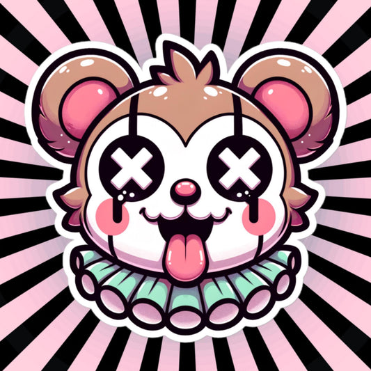 Creepy Cute Weird Quokka Clown Vinyl Sticker Weirdcore Clowncore Pastel Grunge Goth Clown Animal Waterproof Sticker