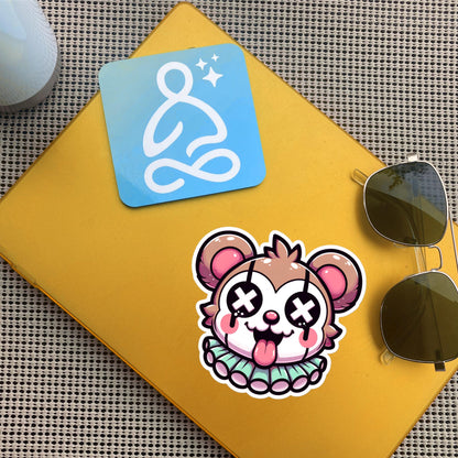 Creepy Cute Weird Quokka Clown Vinyl Sticker Weirdcore Clowncore Pastel Grunge Goth Clown Animal Waterproof Sticker