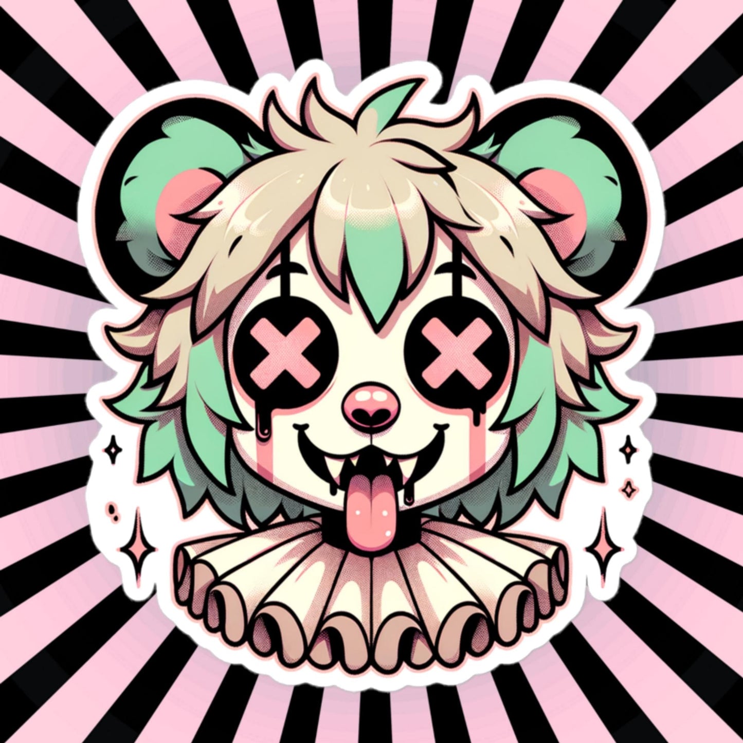 Cute Weird Hyena Clown Vinyl Sticker Weirdcore Clowncore Creepy Pastel Grunge Goth Clown Animal Waterproof Sticker
