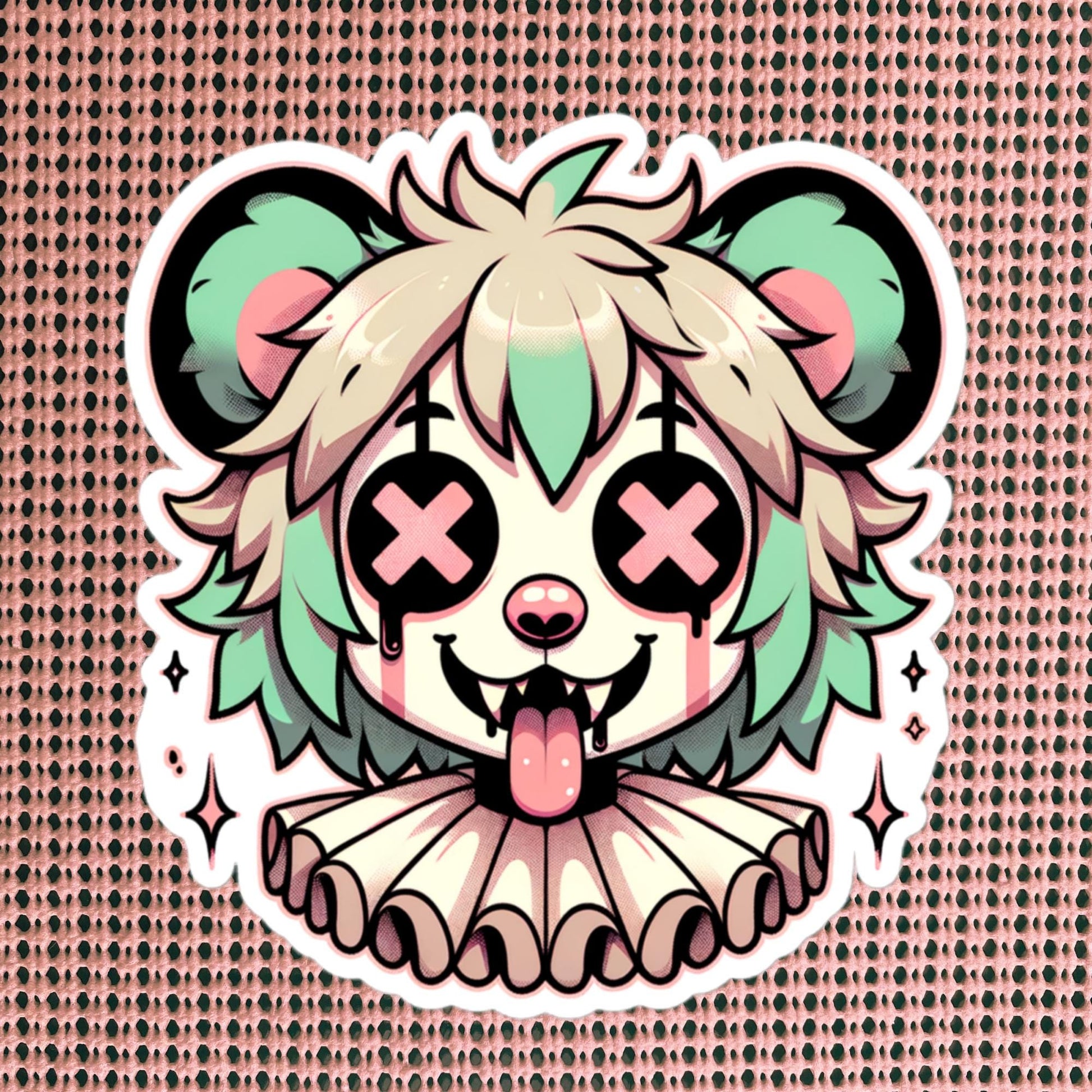 Cute Weird Hyena Clown Vinyl Sticker Weirdcore Clowncore Creepy Pastel Grunge Goth Clown Animal Waterproof Sticker