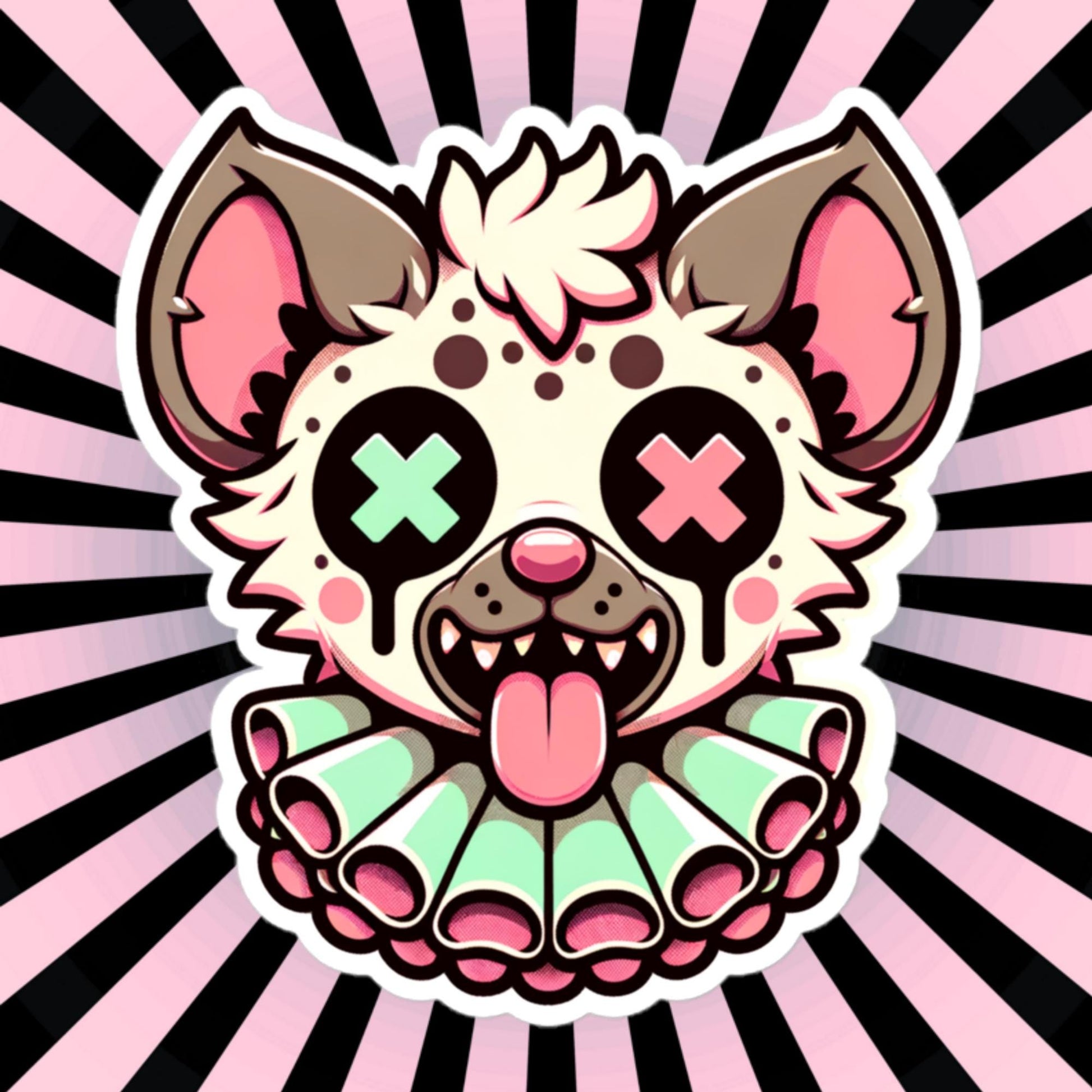 Creepy Cute Weird Hyena Clown Vinyl Sticker Weirdcore Clowncore Pastel Grunge Goth Clown Animal Waterproof Sticker