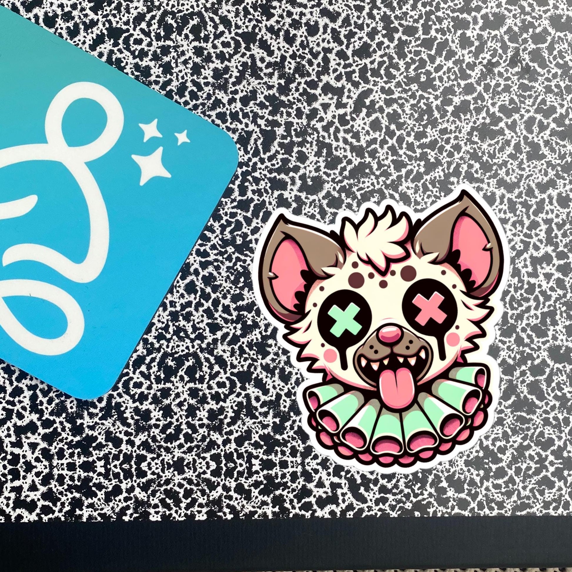 Creepy Cute Weird Hyena Clown Vinyl Sticker Weirdcore Clowncore Pastel Grunge Goth Clown Animal Waterproof Sticker
