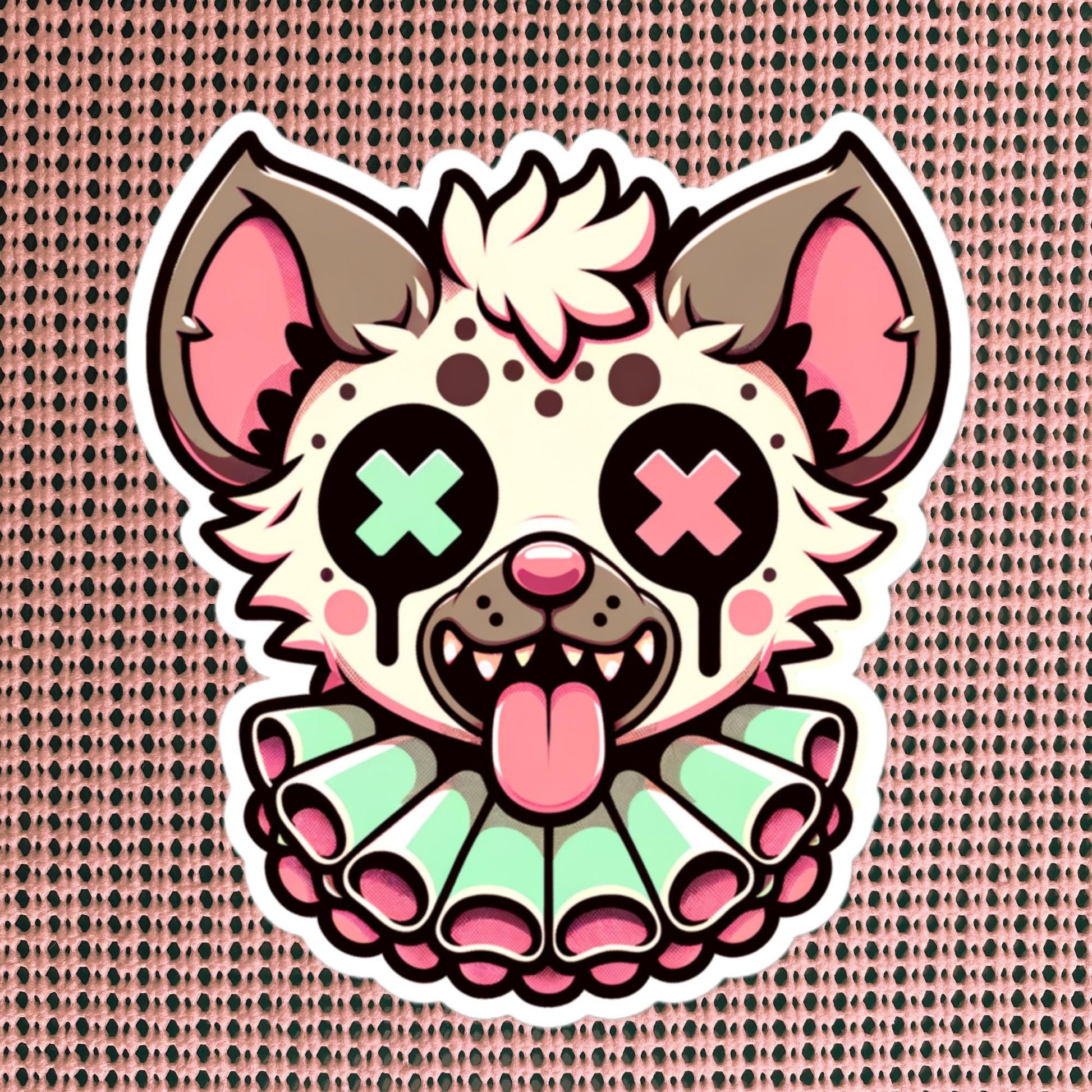 Creepy Cute Weird Hyena Clown Vinyl Sticker Weirdcore Clowncore Pastel Grunge Goth Clown Animal Waterproof Sticker