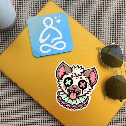 Creepy Cute Weird Hyena Clown Vinyl Sticker Weirdcore Clowncore Pastel Grunge Goth Clown Animal Waterproof Sticker