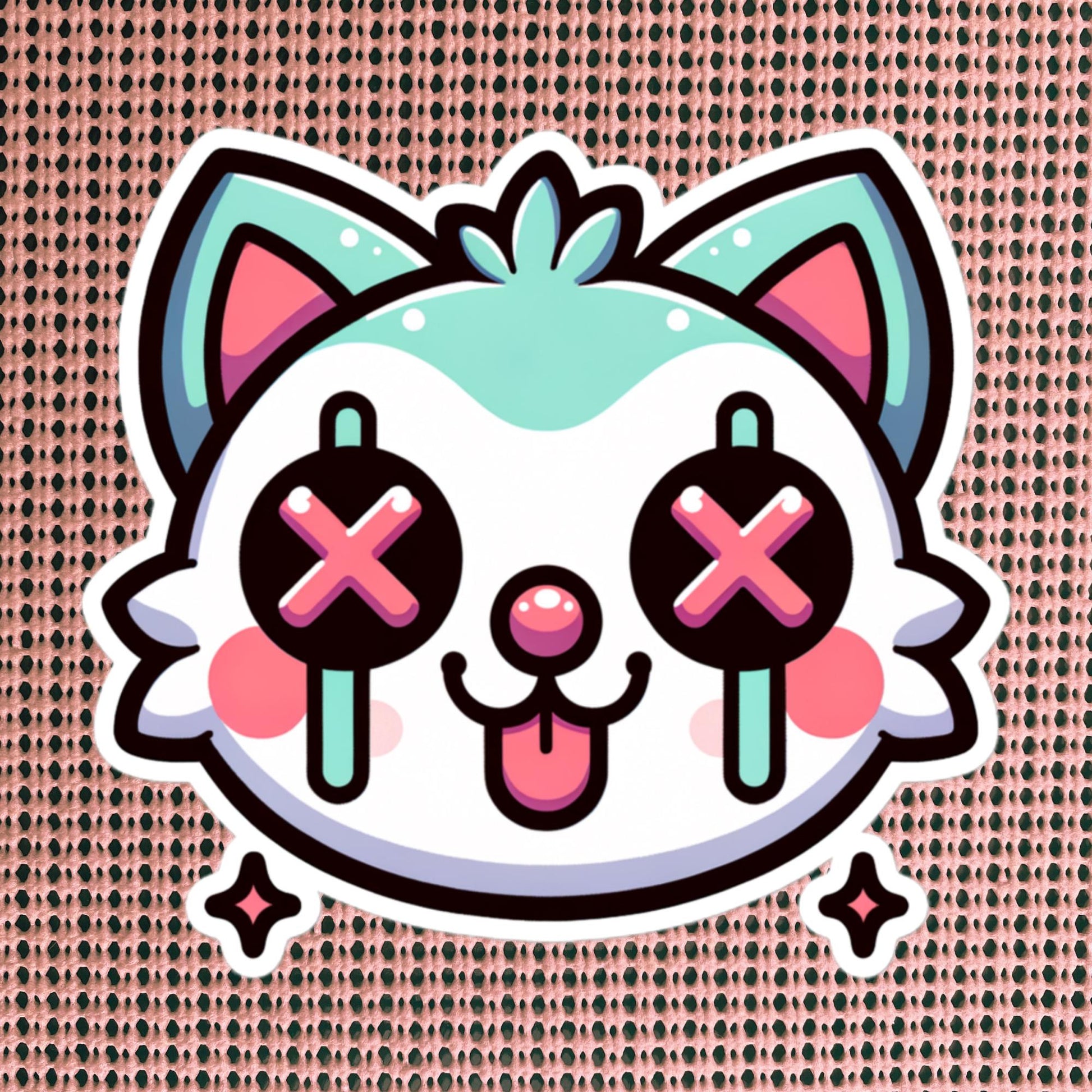 Creepy Cute Weird Kitty Vinyl Sticker Weirdcore Clowncore Pastel Grunge Goth Clown Cat Waterproof Sticker