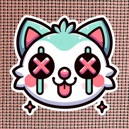Creepy Cute Weird Kitty Vinyl Sticker Weirdcore Clowncore Pastel Grunge Goth Clown Cat Waterproof Sticker