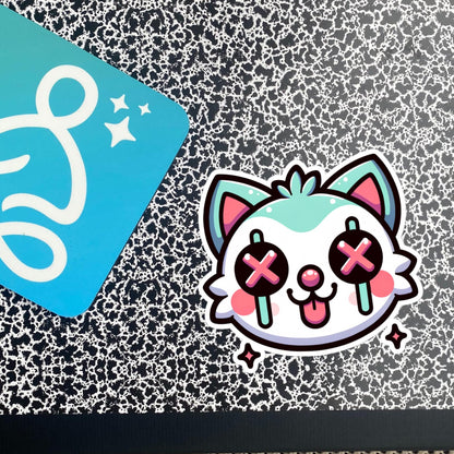 Creepy Cute Weird Kitty Vinyl Sticker Weirdcore Clowncore Pastel Grunge Goth Clown Cat Waterproof Sticker