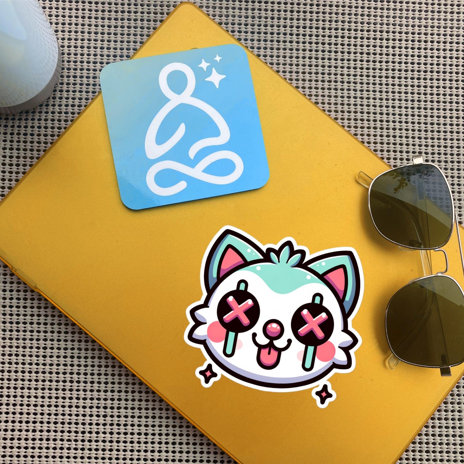 Creepy Cute Weird Kitty Vinyl Sticker Weirdcore Clowncore Pastel Grunge Goth Clown Cat Waterproof Sticker