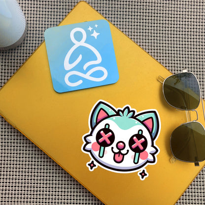 Creepy Cute Weird Kitty Vinyl Sticker Weirdcore Clowncore Pastel Grunge Goth Clown Cat Waterproof Sticker