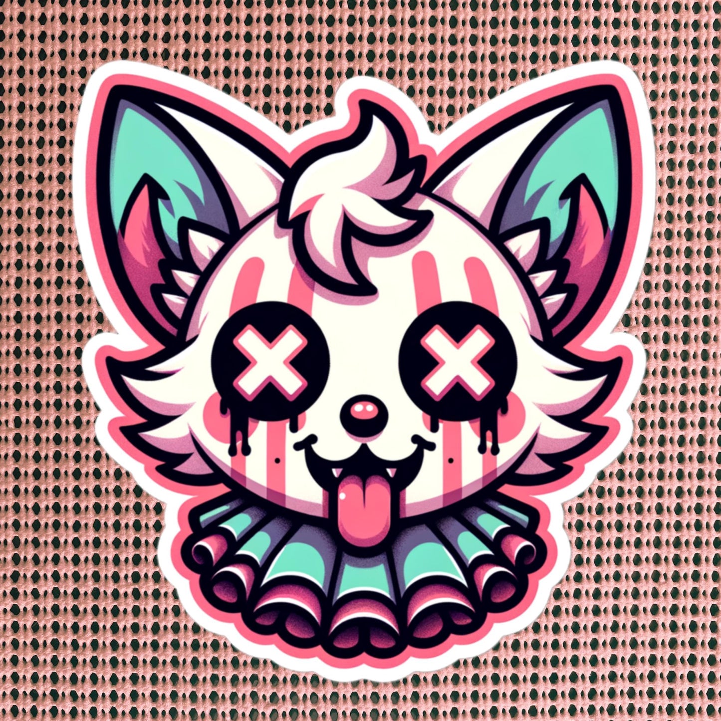 Creepy Cute Weird Gore Fox Clown Vinyl Sticker Weirdcore Clowncore Pastel Grunge Goth Clown Animal Waterproof Sticker