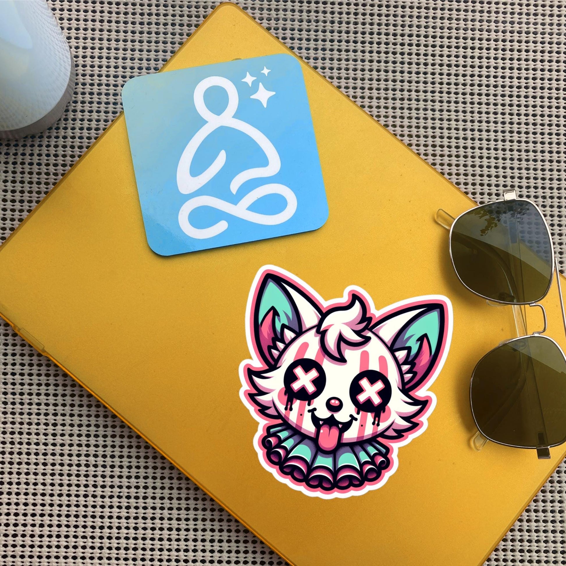 Creepy Cute Weird Gore Fox Clown Vinyl Sticker Weirdcore Clowncore Pastel Grunge Goth Clown Animal Waterproof Sticker