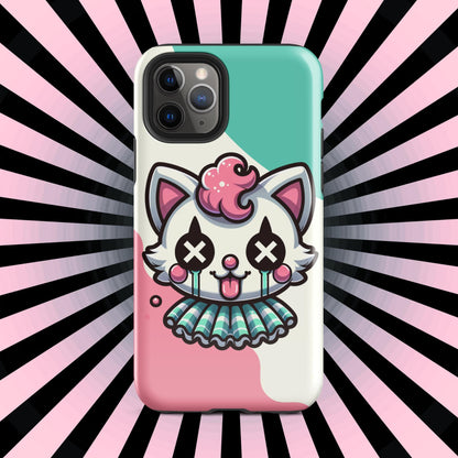 Creepy Cute Weirdcore Kitty Cat Clown Clowncore Grunge Pastel Goth Tough Case for iPhone®