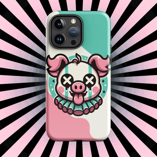 Creepy Cute Weirdcore Pig Clown Clowncore Grunge Pastel Goth Tough Case for iPhone® Glossy or Matte
