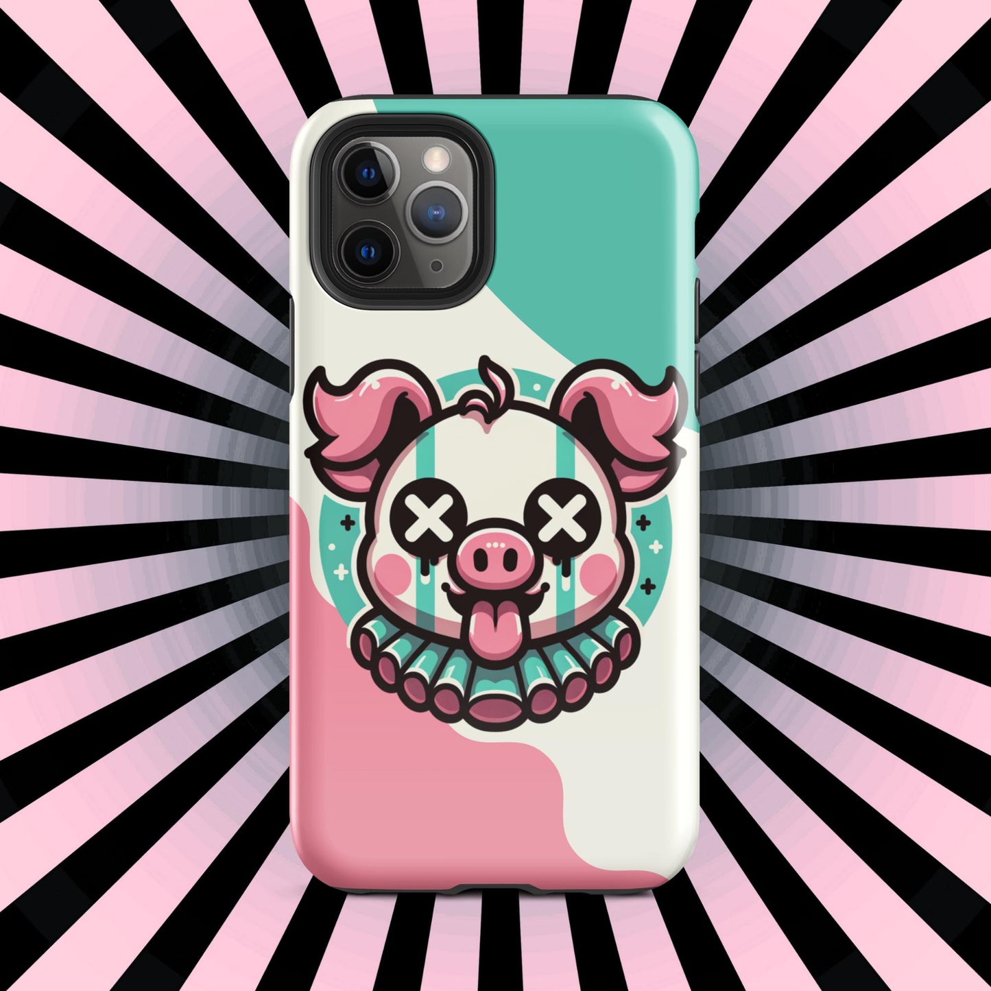 Creepy Cute Weirdcore Pig Clown Clowncore Grunge Pastel Goth Tough Case for iPhone® Glossy or Matte
