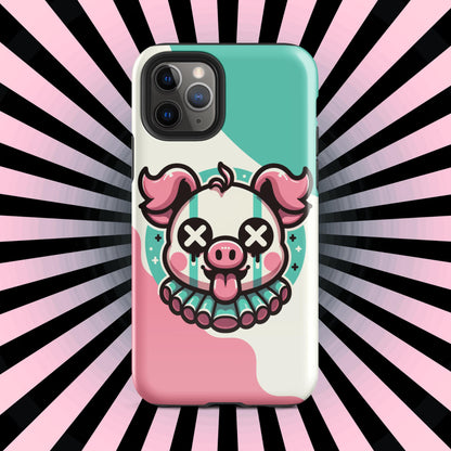 Creepy Cute Weirdcore Pig Clown Clowncore Grunge Pastel Goth Tough Case for iPhone® Glossy or Matte