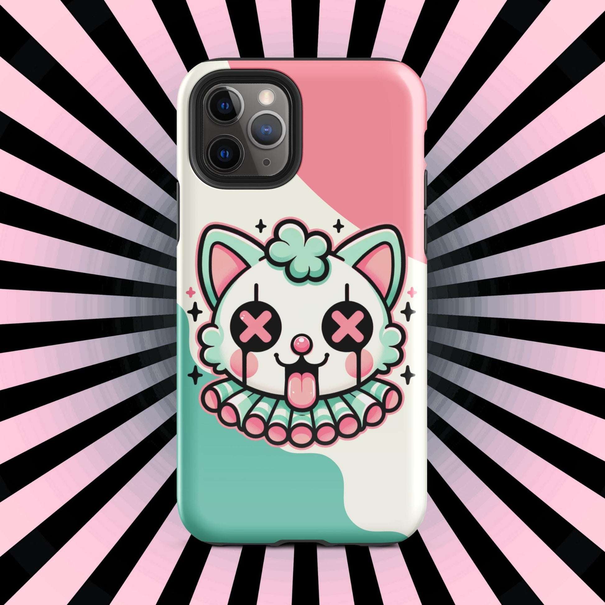 Creepy Cute Weirdcore Clown Cat Clowncore Grunge Pastel Goth Tough Case for iPhone® Glossy or Matte