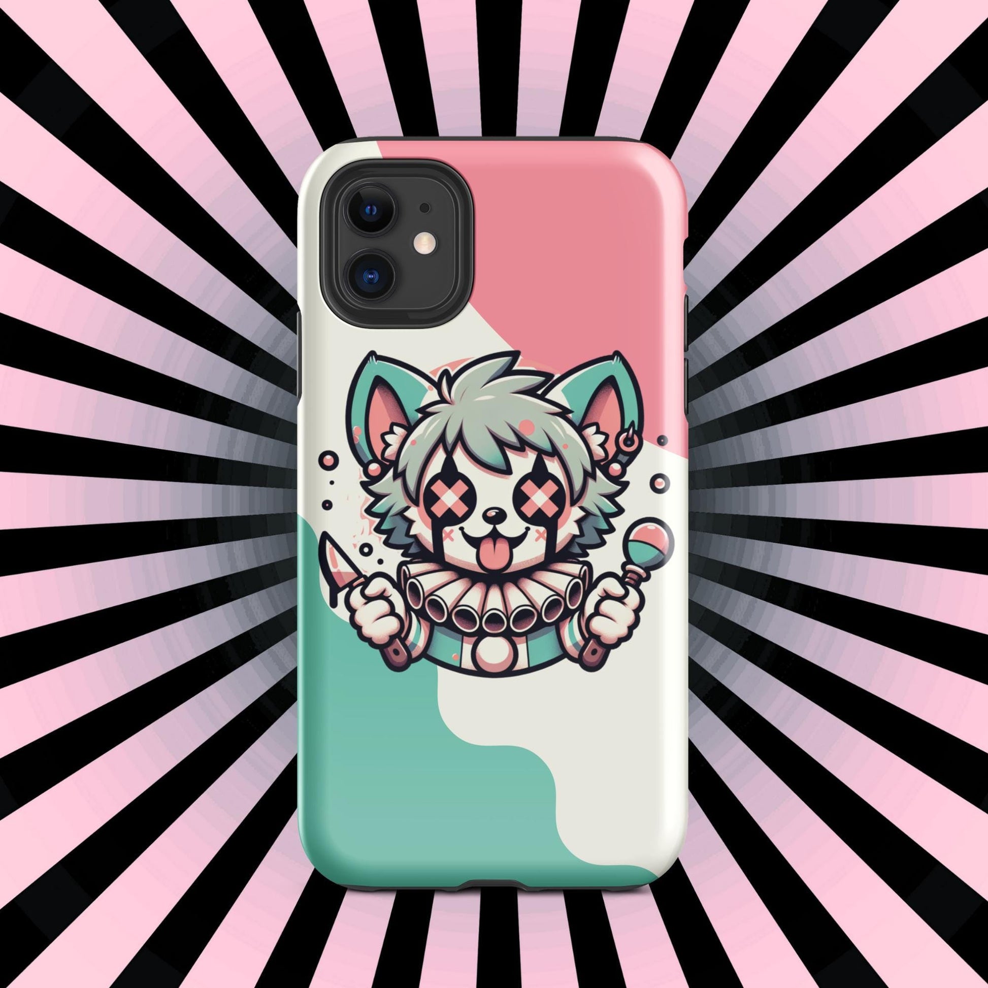 Creepy Cute Weirdcore Psycho Hyena Clown Clowncore Grunge Pastel Goth Tough Case for iPhone® Glossy or Matte