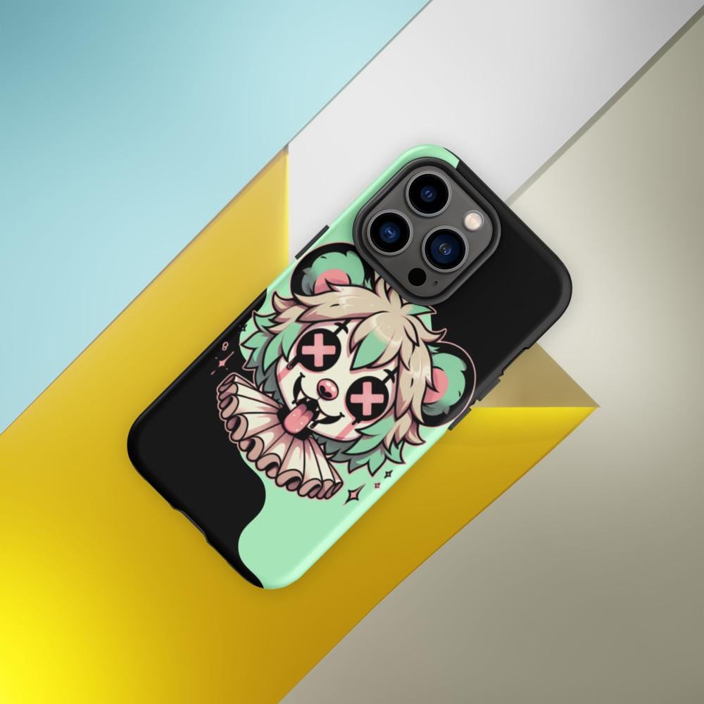 Cute Weirdcore Gore Hyena Clown Clowncore Grunge Pastel Goth Tough Case for iPhone® Glossy or Matte