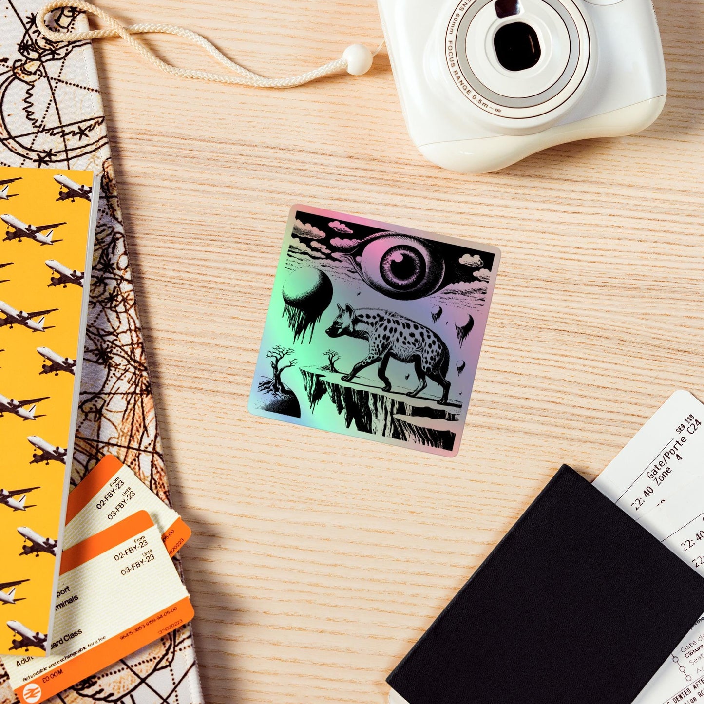 Weirdcore Hyena Sticker Gothic Grunge Oddcore Weird World Eyes Holographic Sticker