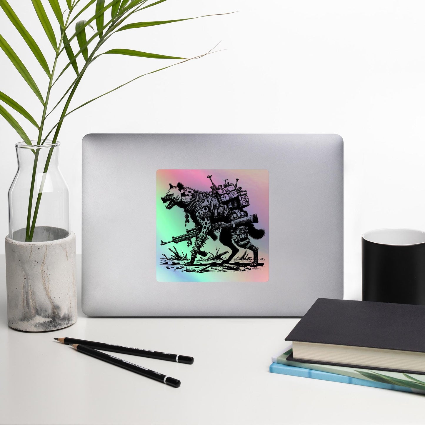Warcore Battle Hyena Horror Sticker Futuristic Dystopian Gothic Grunge Holographic stickers