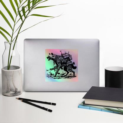 Warcore Battle Hyena Horror Sticker Futuristic Dystopian Gothic Grunge Holographic stickers