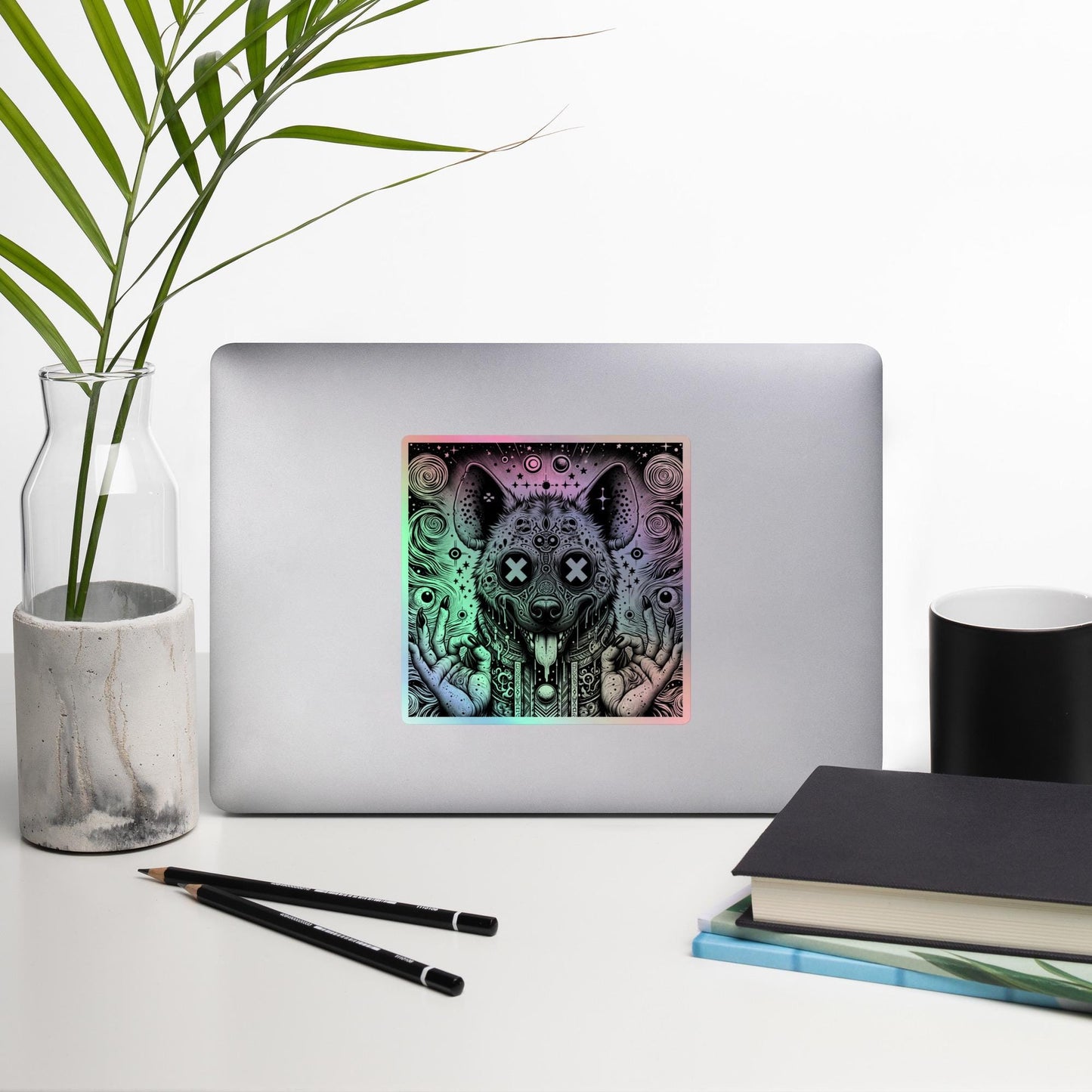 Trippy Weirdcore Oddcore Hyena Hologram Sticker Weird Horror World Holographic sticker