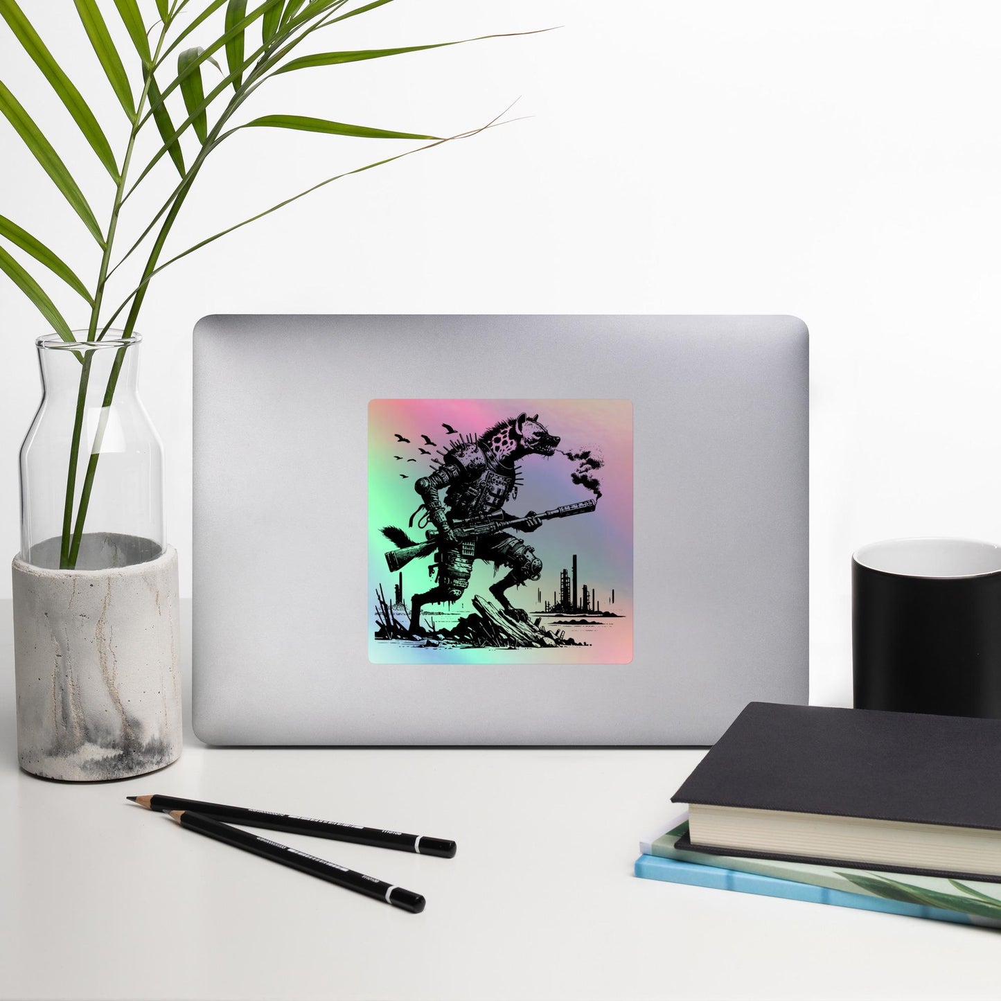 Warcore Dystopian Horror Hyena Hologram Sticker Dark Aesthetic Gothic Grunge Holographic sticker