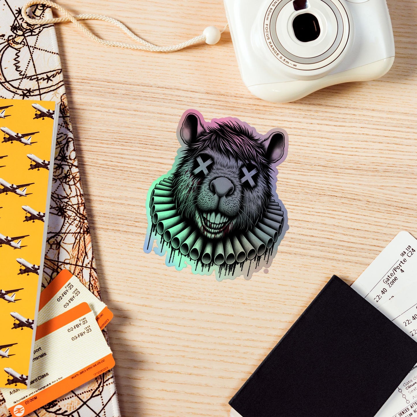 Creepy Clowncore Horror Capybara Clown Hologram Sticker Weirdcore Clown Grunge Goth Holographic sticker