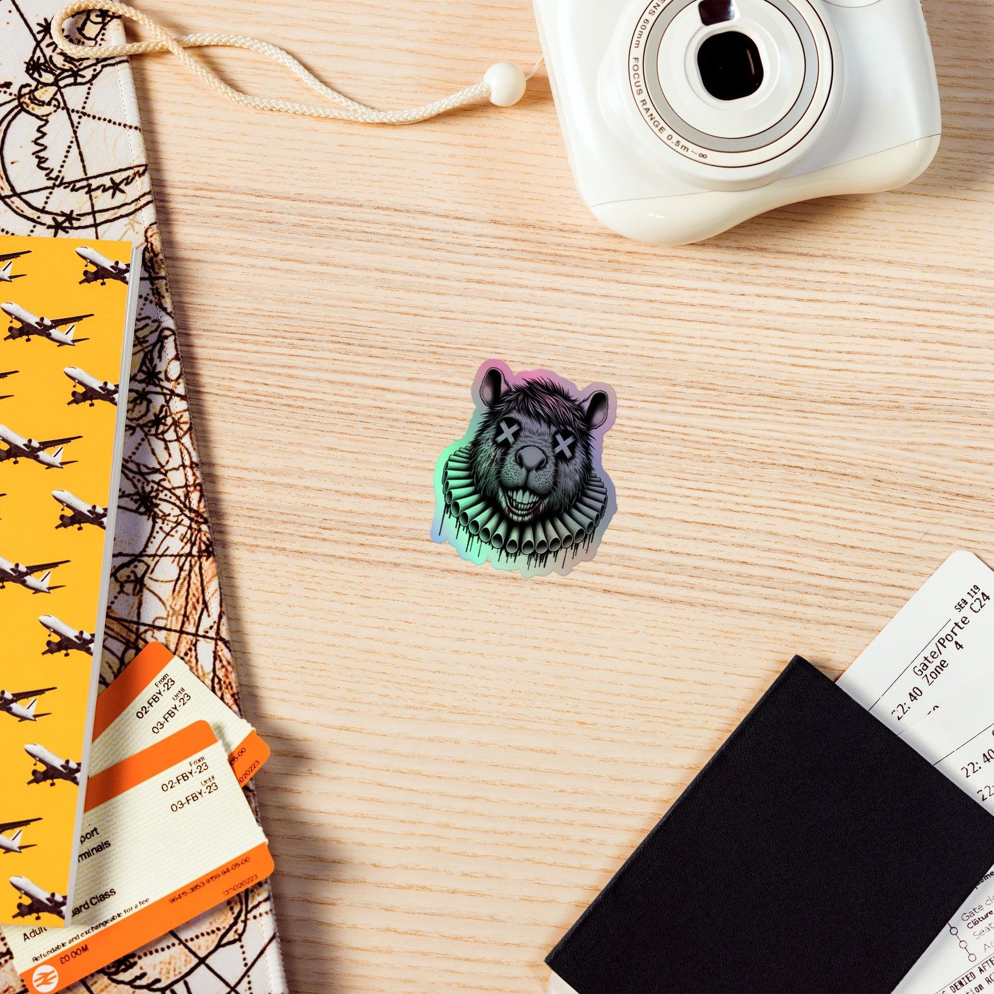 Creepy Clowncore Horror Capybara Clown Hologram Sticker Weirdcore Clown Grunge Goth Holographic sticker