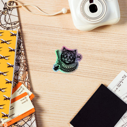 Creepy Clowncore Evil Horror Cat Clown Hologram Sticker Weirdcore Clown Grunge Goth Holographic sticker