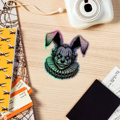 Creepy Clowncore Horror Evil Rabbit Clown Hologram Sticker Weirdcore Clown Grunge Goth Holographic sticker