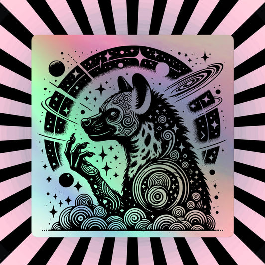 Trippy Weirdcore Hyena Wisdom Sticker Gothic Grunge Futuristic Holographic sticker