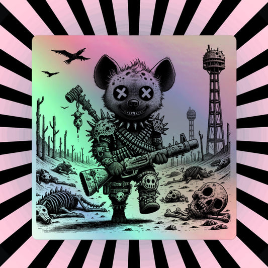 Creepy Cute Hologram Weirdcore Hyena Dystopian Futuristic Battle Hyena Oddcore Holographic sticker