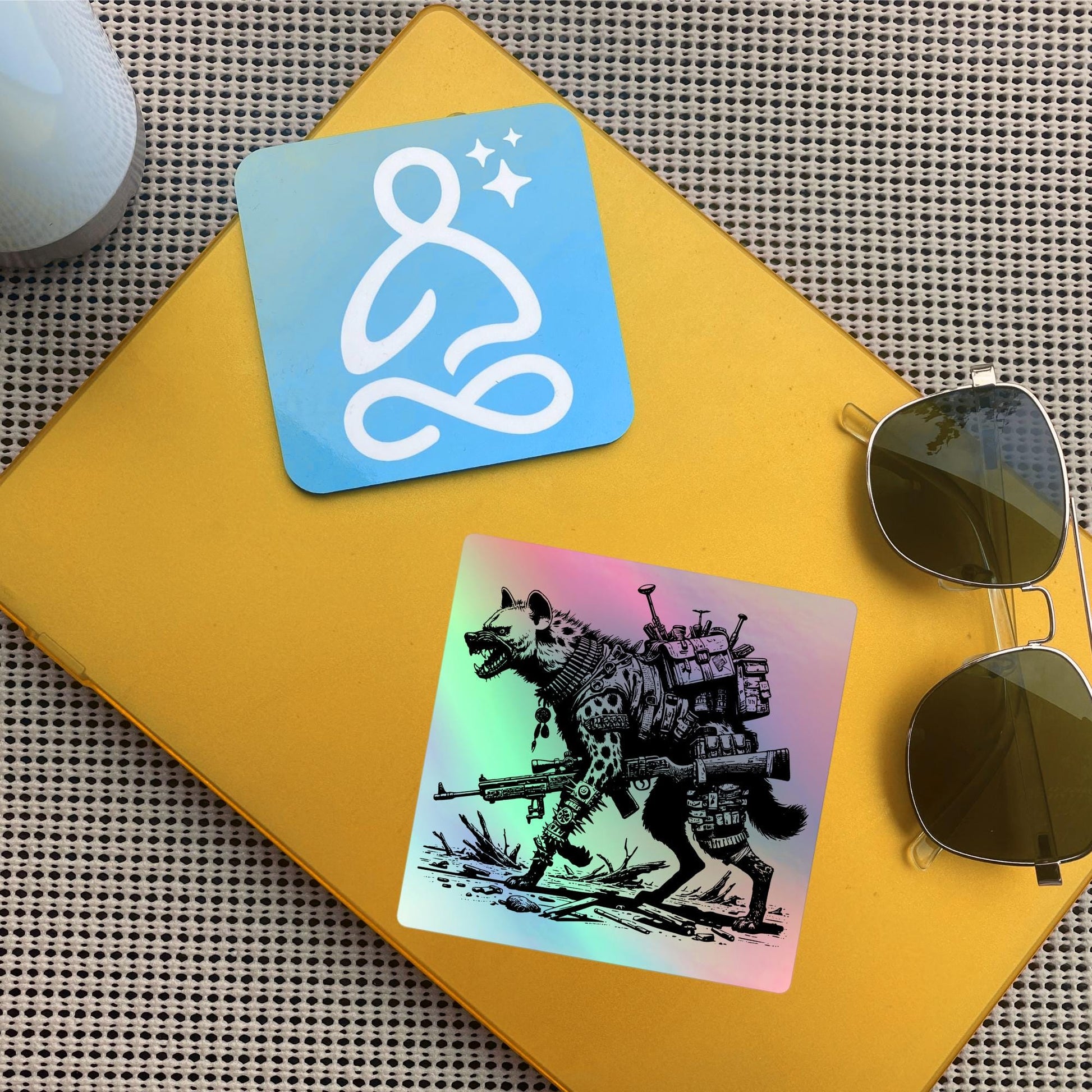 Warcore Battle Hyena Horror Sticker Futuristic Dystopian Gothic Grunge Holographic stickers