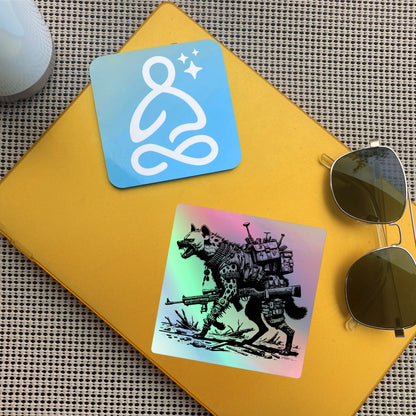 Warcore Battle Hyena Horror Sticker Futuristic Dystopian Gothic Grunge Holographic stickers