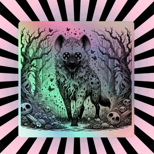 Horror Hyena Hologram Weirdcore Sticker Forestcore Goth Hyena Holographic sticker