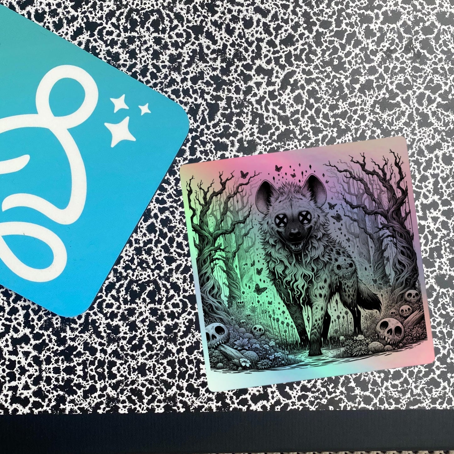 Horror Hyena Hologram Weirdcore Sticker Forestcore Goth Hyena Holographic sticker