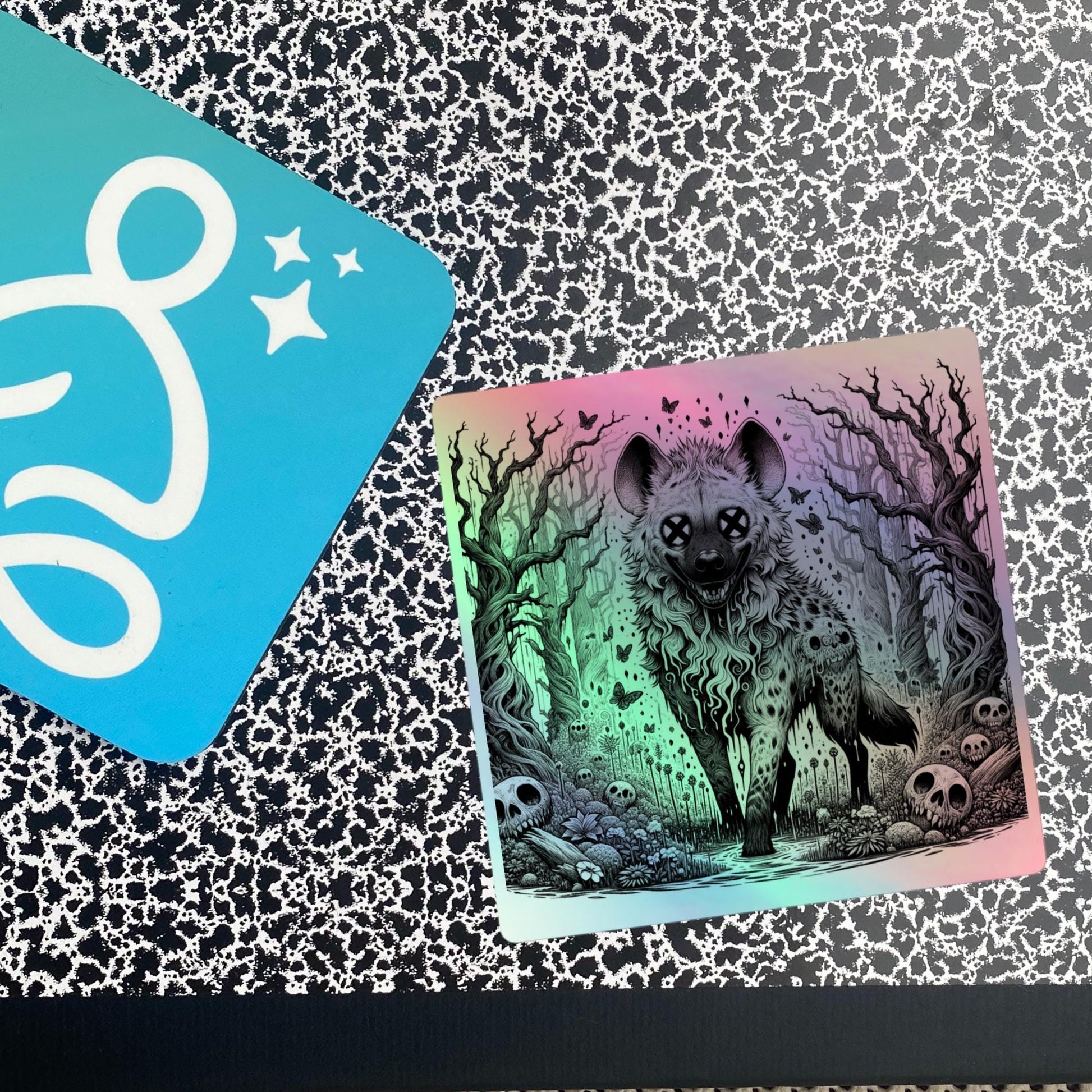 Horror Hyena Hologram Weirdcore Sticker Forestcore Goth Hyena Holographic sticker