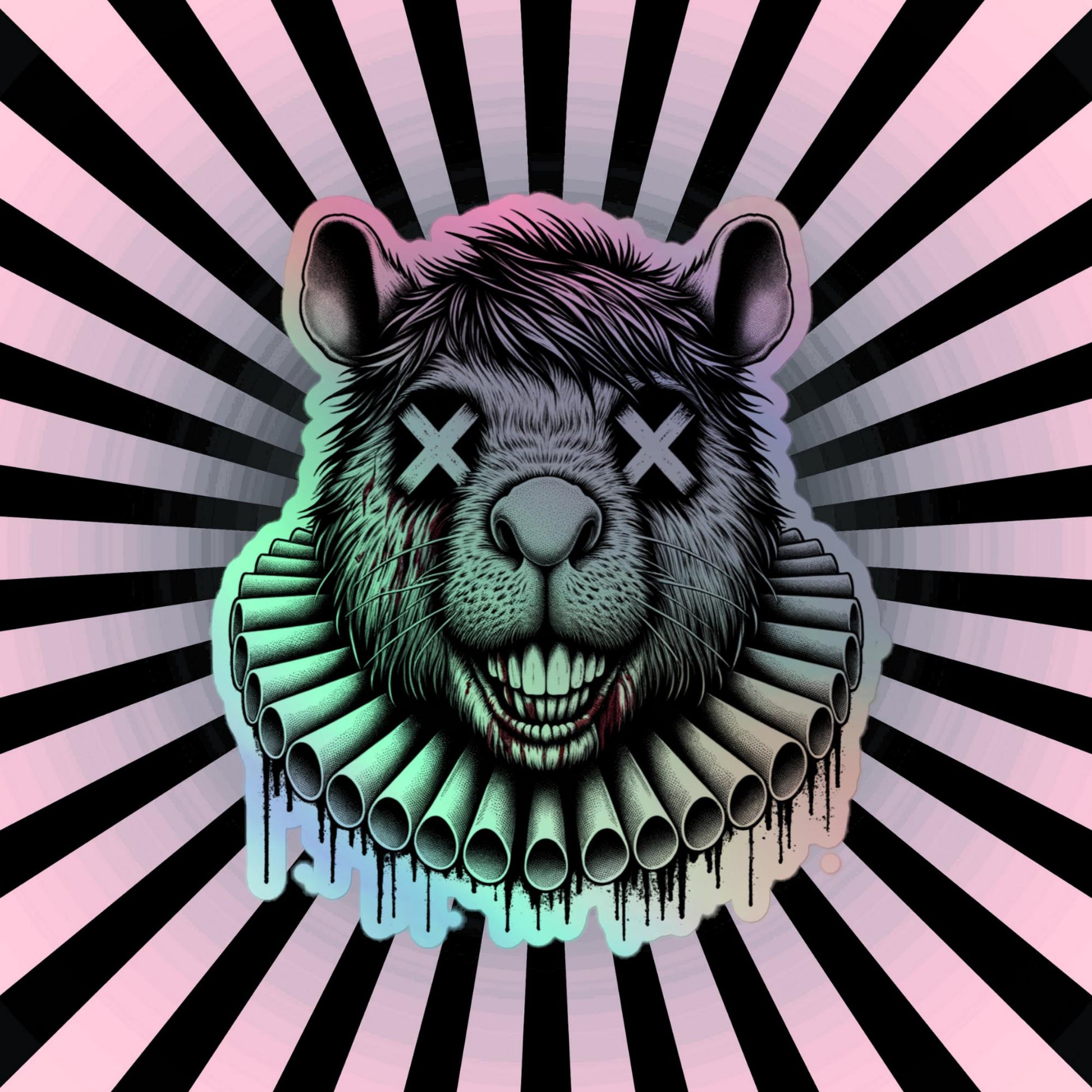 Creepy Clowncore Horror Capybara Clown Hologram Sticker Weirdcore Clown Grunge Goth Holographic sticker