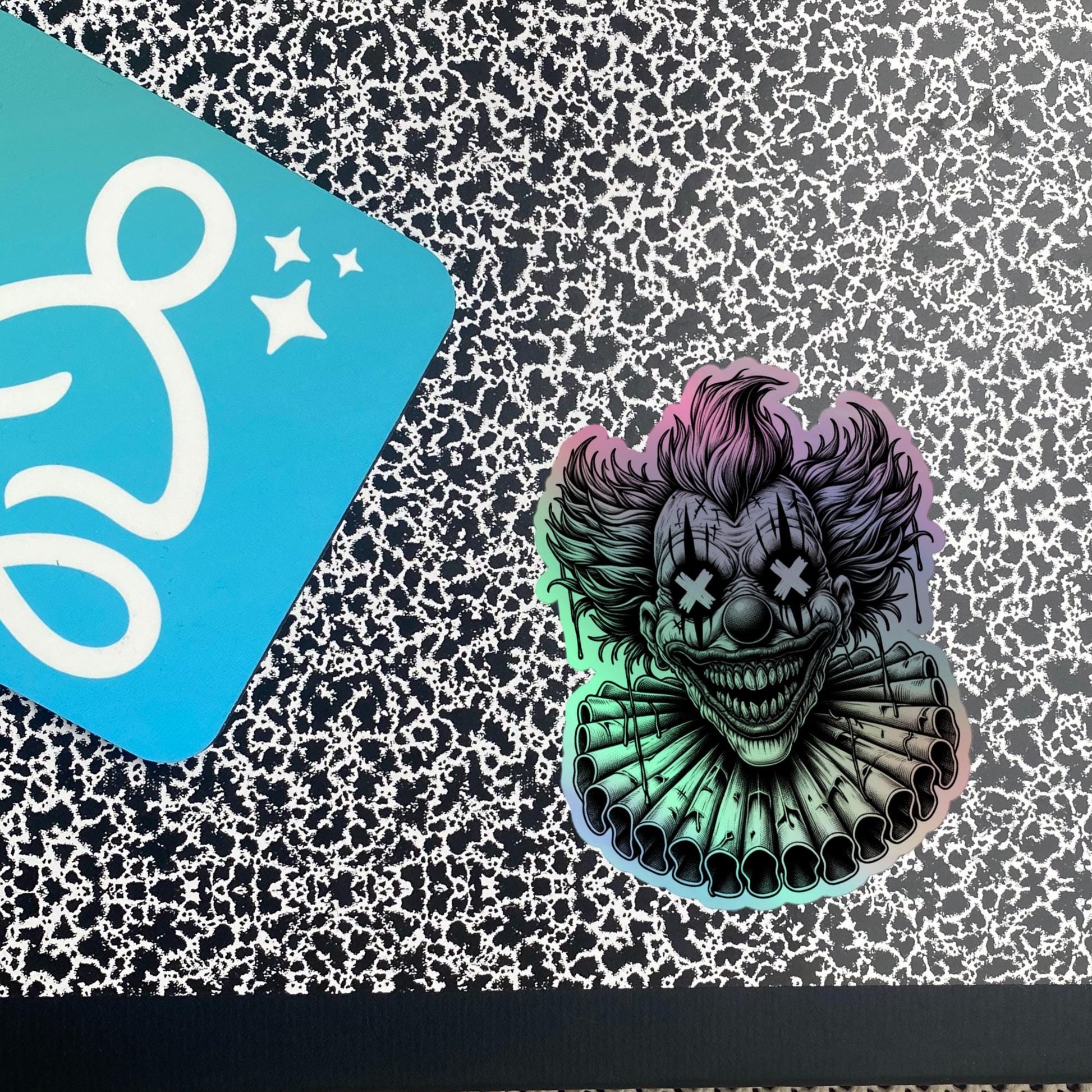 Creepy Clowncore Horror Evil Clown Hologram Sticker Weirdcore Clown Grunge Goth Holographic sticker