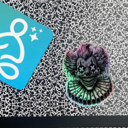 Creepy Clowncore Horror Evil Clown Hologram Sticker Weirdcore Clown Grunge Goth Holographic sticker