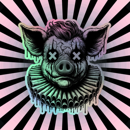 Creepy Clowncore Horror Pig Clown Hologram Sticker Weirdcore Clown Grunge Goth Holographic sticker