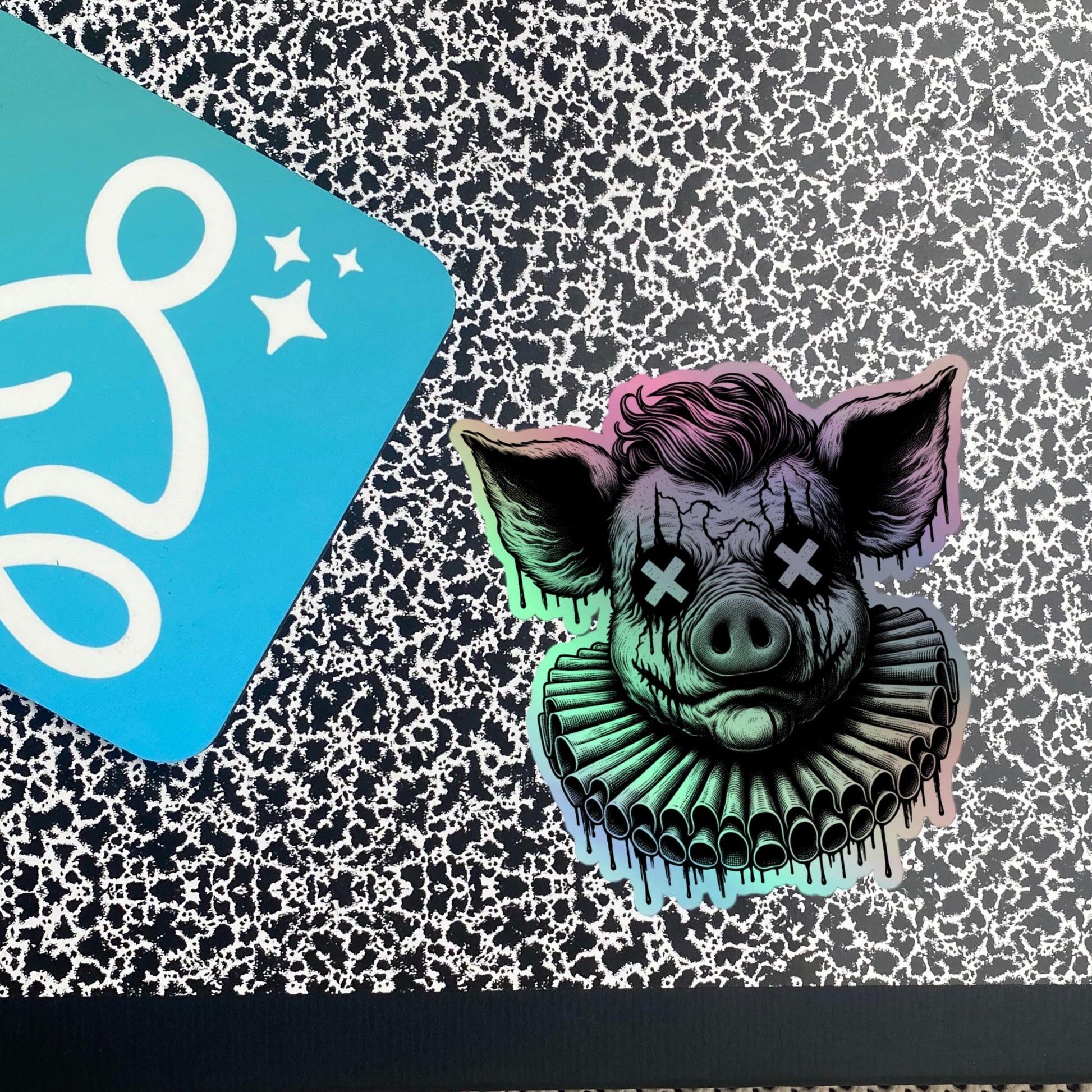 Creepy Clowncore Horror Pig Clown Hologram Sticker Weirdcore Clown Grunge Goth Holographic sticker
