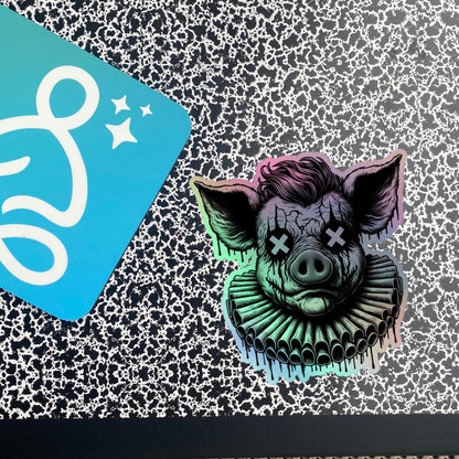 Creepy Clowncore Horror Pig Clown Hologram Sticker Weirdcore Clown Grunge Goth Holographic sticker