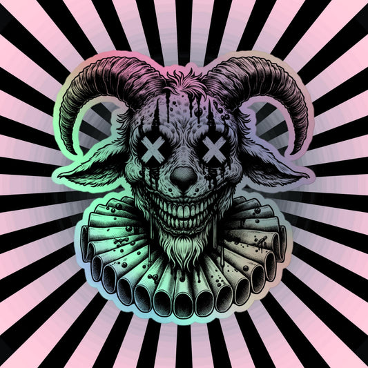 Creepy Clowncore Horror Evil Goat Clown Hologram Sticker Weirdcore Clown Grunge Goth Holographic sticker