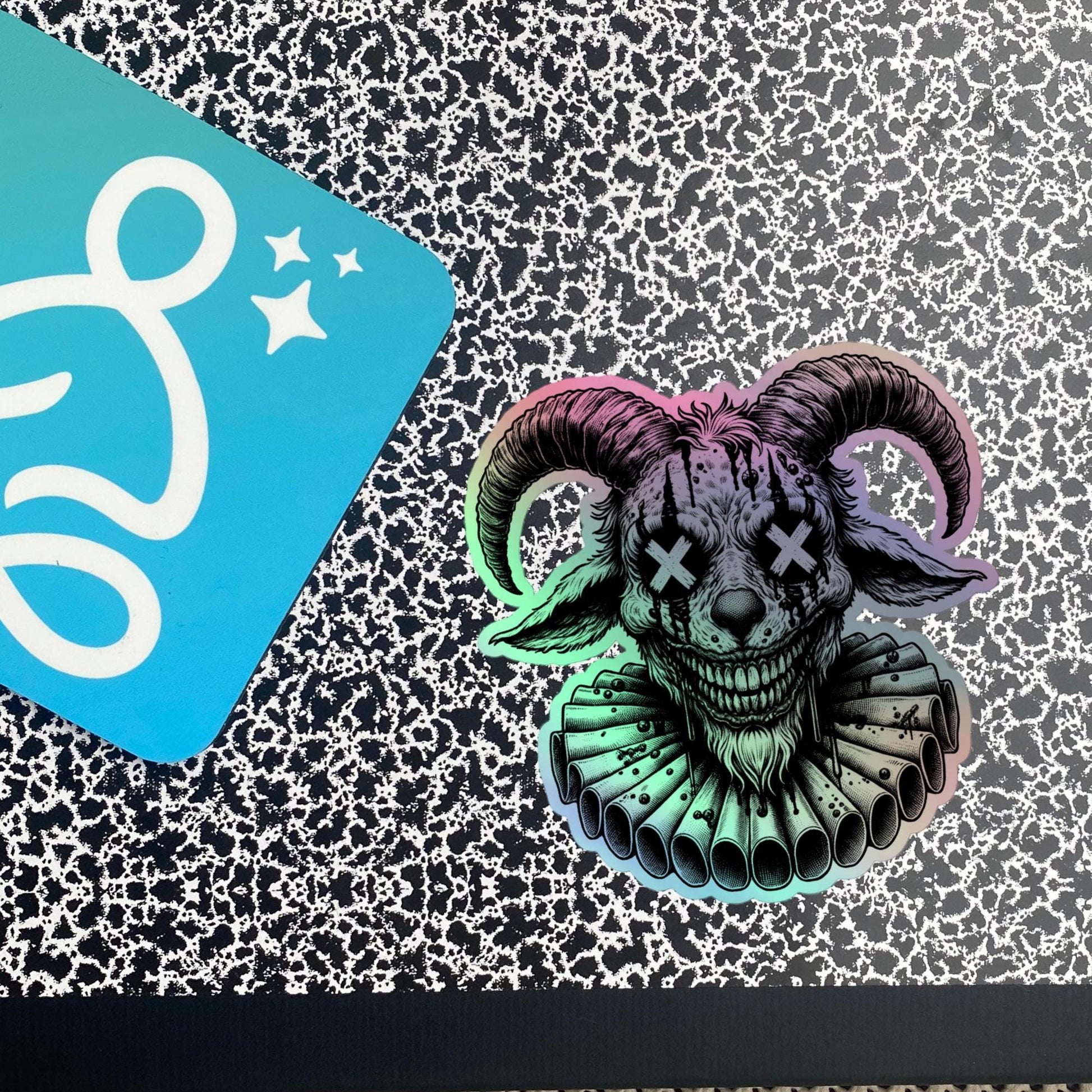 Creepy Clowncore Horror Evil Goat Clown Hologram Sticker Weirdcore Clown Grunge Goth Holographic sticker