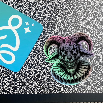 Creepy Clowncore Horror Evil Goat Clown Hologram Sticker Weirdcore Clown Grunge Goth Holographic sticker