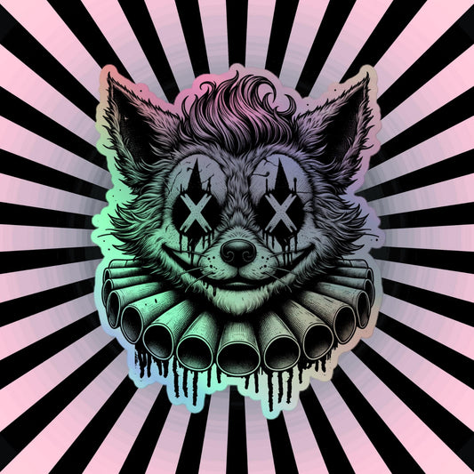 Creepy Clowncore Horror Fox Clown Hologram Sticker Weirdcore Clown Grunge Goth Holographic sticker