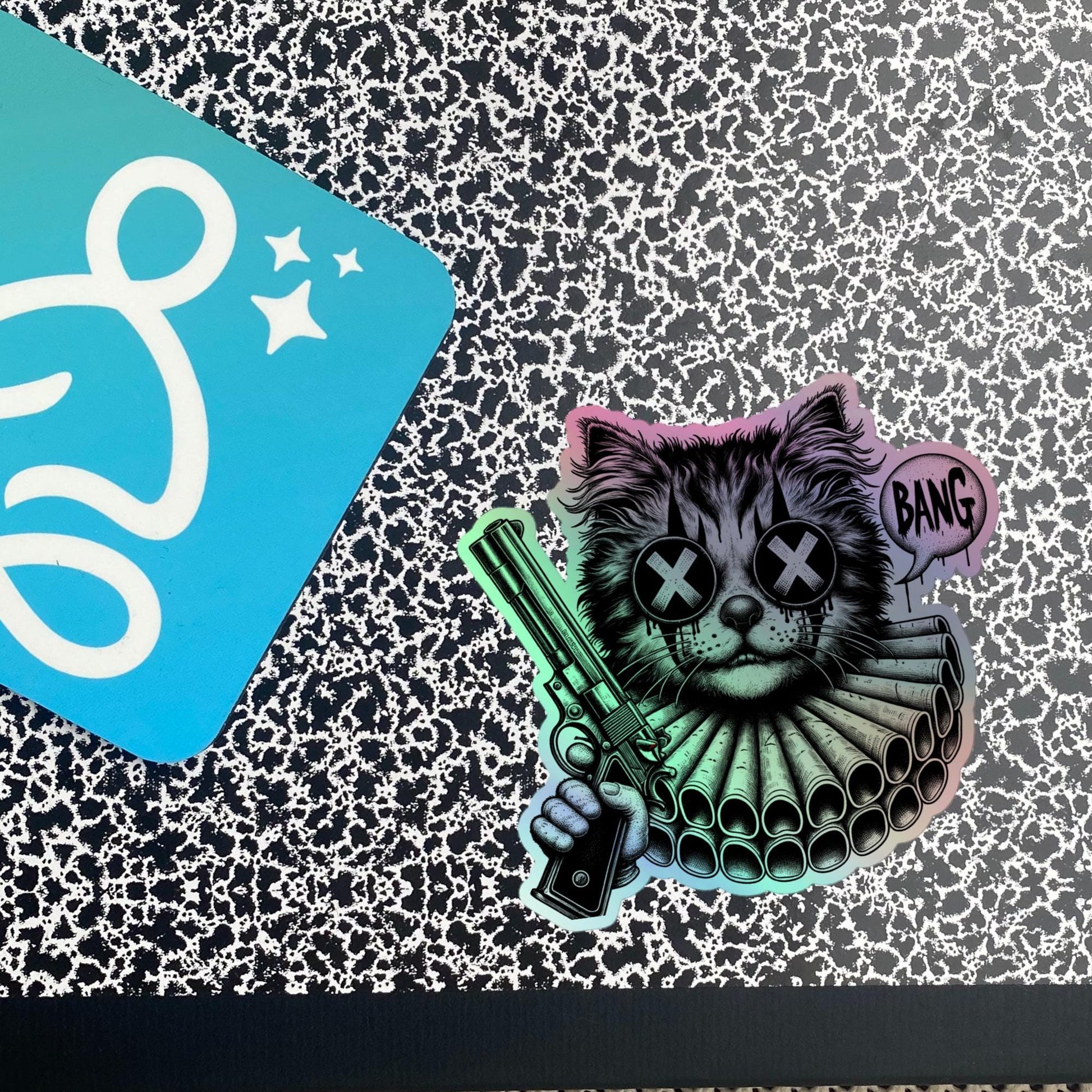 Creepy Clowncore Evil Horror Cat Clown Hologram Sticker Weirdcore Clown Grunge Goth Holographic sticker